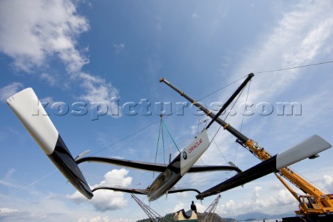 ANACORTES USA  September 1st The new BMW Oracle trimaran commissioned by Larry Ellyson and helmed an