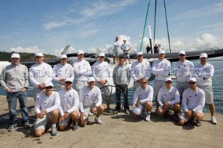 ANACORTES, USA - September 1st: The new BMW Oracle trimaran commissioned by Larry Ellyson and helmed and skippered by Russell Coutts touches the water and undergoes preliminary sailing trials following its build in total secrecy in a shipyard in Anacortes, USA. The yacht is 90ft long and 90ft wide with a mast of 158ft. It has been built to race the Swiss defender Alinghi in the 33rd Americas Cup. It is probably the fastest and most powerful multihull ever built.