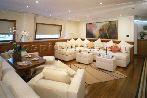 Interior of sailing superyacht Mirabella V