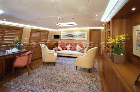 Interior of sailing superyacht Mirabella V