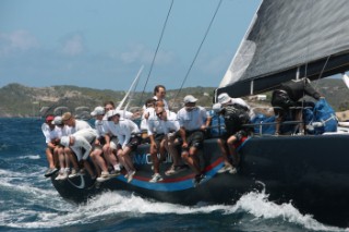 Duran Duran Rock star Simon Le Bon aboard the TP52 Rio during Antigua Race Week 2009