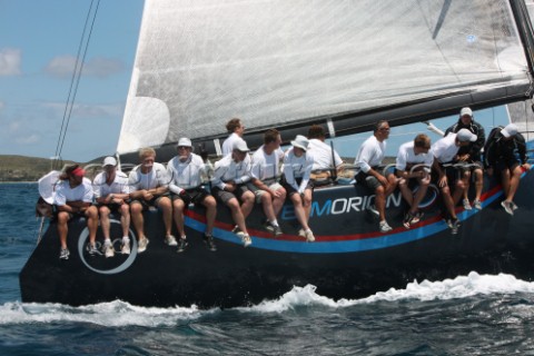 Duran Duran Rock star Simon Le Bon aboard the TP52 Rio during Antigua Race Week 2009