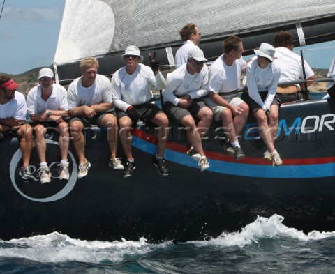 Duran Duran Rock star Simon Le Bon aboard the TP52 Rio during Antigua Race Week 2009