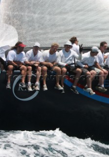 Duran Duran Rock star Simon Le Bon aboard the TP52 Rio during Antigua Race Week 2009