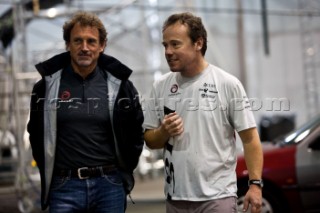 Villeneuve, 05/05/2009 Alinghi AL-5 construction.  Villeneuve boatyard. David NICHOLS and Lorenzo Mazza