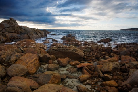 Moody sky over dramatic coastline