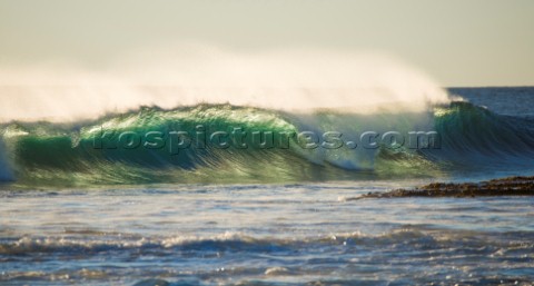 Huge waves break on the shore