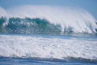 Huge waves break on the shore