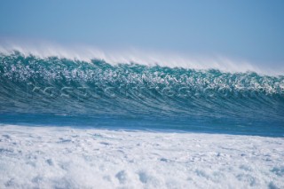 Huge waves break on the shore