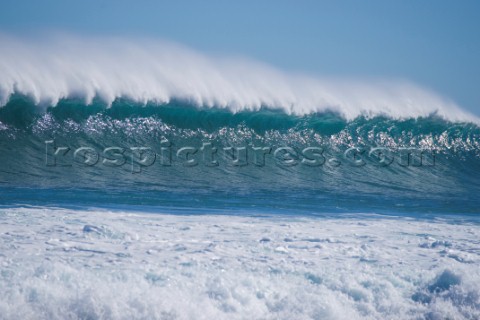 Huge waves break on the shore