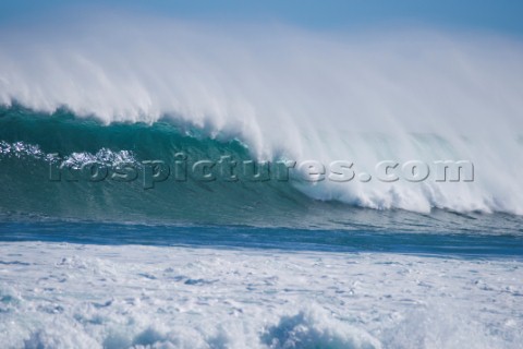 Huge waves break on the shore