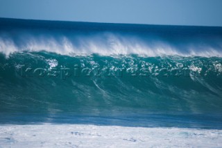 Huge waves break on the shore