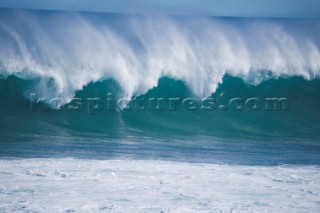 Huge waves break on the shore