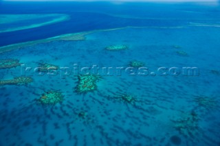 Aerial of the famous Great Barrier Reef, Queensland, Australia