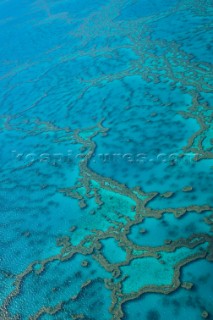 Aerial of the famous Great Barrier Reef, Queensland, Australia