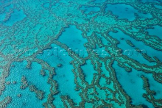 Aerial of the famous Great Barrier Reef, Queensland, Australia