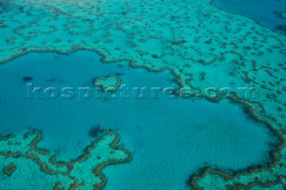 Aerial of the famous Great Barrier Reef, Queensland, Australia