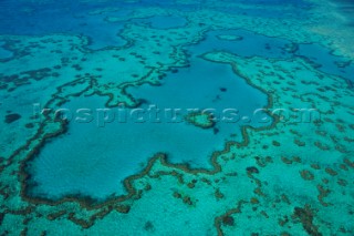 Aerial of the famous Great Barrier Reef, Queensland, Australia