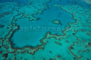 Aerial of the famous Great Barrier Reef, Queensland, Australia