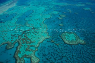 Aerial of the famous Great Barrier Reef, Queensland, Australia