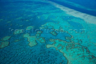 Aerial of the famous Great Barrier Reef, Queensland, Australia