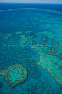 Aerial of the famous Great Barrier Reef, Queensland, Australia