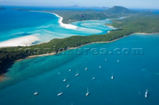 Aerial of Hill Inlet, Whitehaven Beach, The Whitsundays, Australia