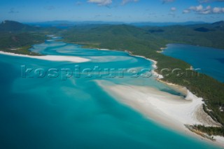 Aerial of Hill Inlet, Whitehaven Beach, The Whitsundays, Australia