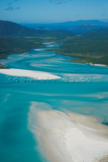 Aerial of Hill Inlet, Whitehaven Beach, The Whitsundays, Australia