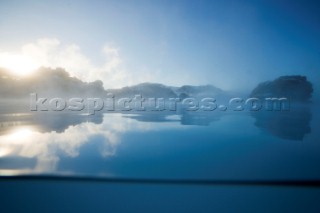 Sunrise over the famous Blue Lagoon, Iceland