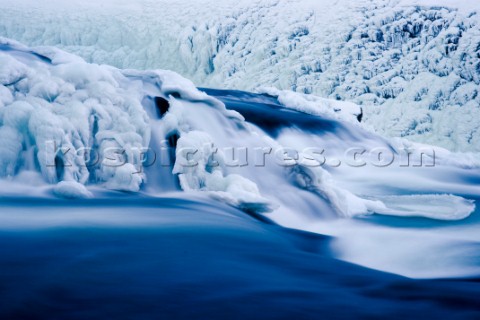 A slow exposure at dusk of the impressive Gulfoss Waterfall Iceland