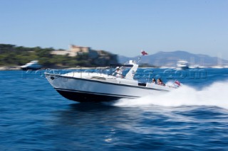 Tender speeding to the superyacht Leander