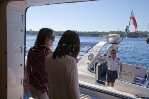 Luxury superyacht Leander owned by Sir Donald Gosling moored by Les Iles des Lerins near Cannes Sout