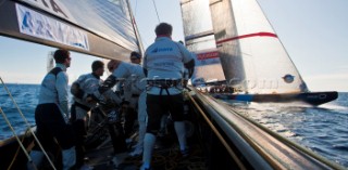 Nice, 10/11/09. Louis Vuitton Trophy Nice C™te dÕAzur. Azzurra on board, match vs Emirates Team New Zealand.