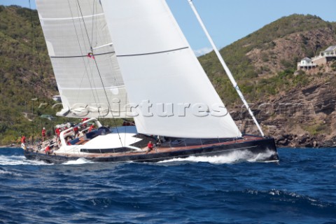 Sailing superyacht P2 racing in the Superyacht Cup 2010 in Antigua in the Caribbean