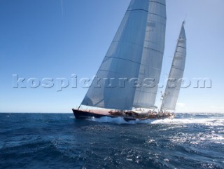 Sailing superyacht Rebecca racing in the Superyacht Cup 2010 in Antigua in the Caribbean