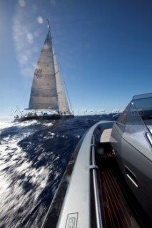 Sailing superyacht P2 racing in the Superyacht Cup 2010 in Antigua in the Caribbean