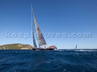 Sailing superyacht P2 racing in the Superyacht Cup 2010 in Antigua in the Caribbean