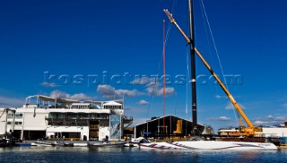 Valencia, 2/9/10. Alinghi5 33rd Americas Cup. Alinghi 5 dock side.