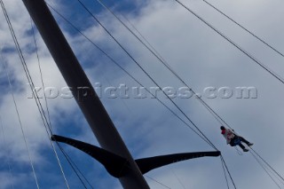 Valencia, 2/9/10. Alinghi5 33rd Americas Cup. Alinghi 5 dock side.