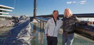 Valencia, 2/11/10. Alinghi5 33rd Americas Cup. Richard Branson visit Alinghi Base. Ernesto Bertarelli, Richard Branson