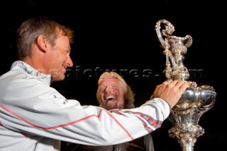 Valencia, 2/11/10. Alinghi5 33rd Americas Cup. Americas Cup trophy. Ernesto Bertarelli, Richard Branson