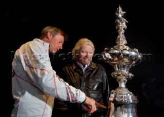 Valencia, 2/11/10. Alinghi5 33rd Americas Cup. Richard Branson visit Alinghi Base. Ernesto Bertarelli, Richard Branson.  Editorial use only.