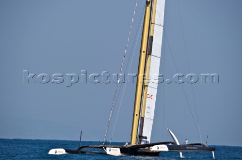 FEBRUARY 12TH 2010 VALENCIA SPAIN BMW Oracle team preparing the start of the 1st match of the 33rd A