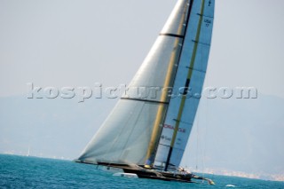 FEBRUARY 12TH 2010, VALENCIA, SPAIN: BMW Oracle team preparing the start of the 1st match of the 33rd Americas Cup in Valencia, Spain.