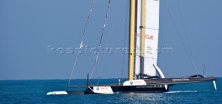 FEBRUARY 12TH 2010, VALENCIA, SPAIN: BMW Oracle team preparing the start of the 1st match of the 33rd Americas Cup in Valencia, Spain.