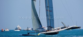 FEBRUARY 12TH 2010, VALENCIA, SPAIN: BMW Oracle team preparing the start of the 1st match of the 33rd Americas Cup in Valencia, Spain.