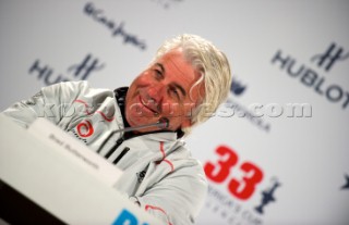 FEBRUARY 12TH 2010, VALENCIA, SPAIN: Press conference with Brad Butterwoth at la Darsena base in Valencia after the 1st race of the 33rd Americas Cup.