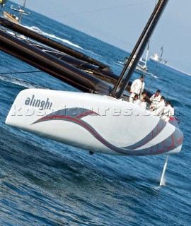 FEBRUARY 14TH 2010, VALENCIA, SPAIN: Alinghi, race 2 of the 33rd Americas Cup in Valencia, Spain