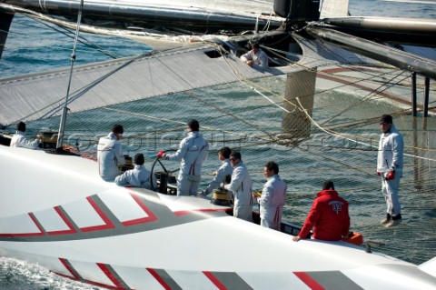 FEBRUARY 14TH 2010 VALENCIA SPAIN Alinghi race 2 of the 33rd Americas Cup in Valencia Spain